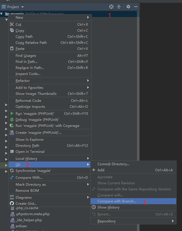 PHPstorm之git diff皂搓流程