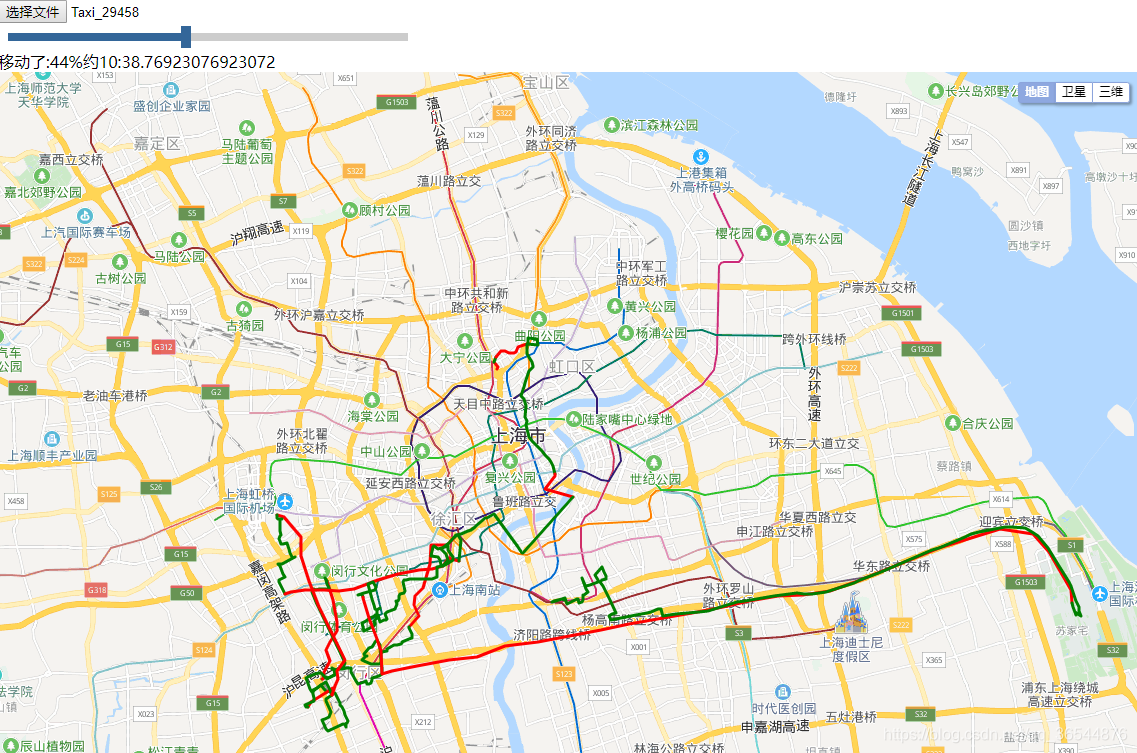 【2019数模国赛C题】js+BaiduMap API实现上海浦东机场出租车行车路径可视化