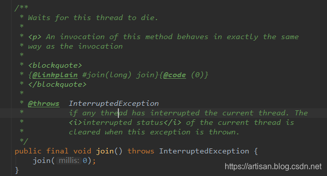 我们翻越下官网中Thread 关于join的说明