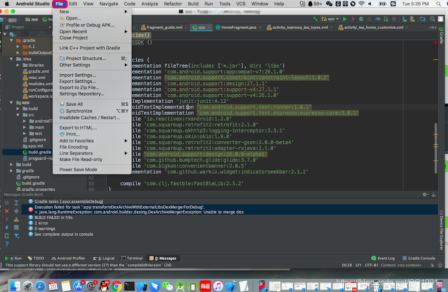 Android开发:引入重复包报错Error:Execution failed for task ':app ...
