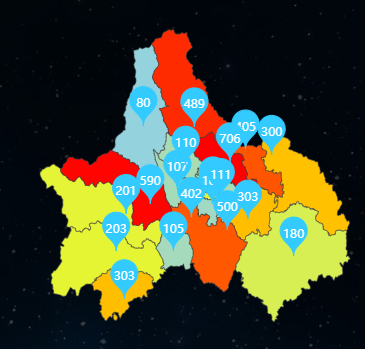 echarts城市地图加标注