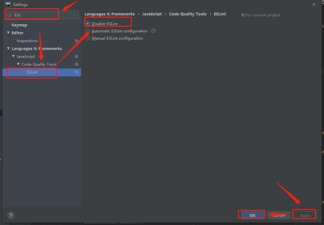 WebStorm关闭ESLint检测_webstorm怎么关掉ts标错-CSDN博客