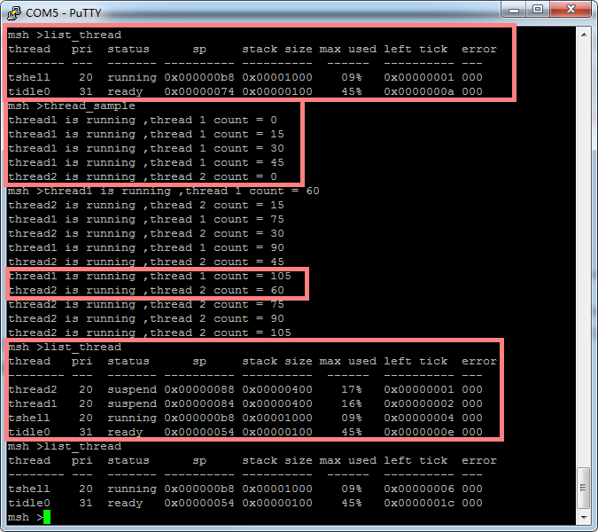 Thread sample运行结果