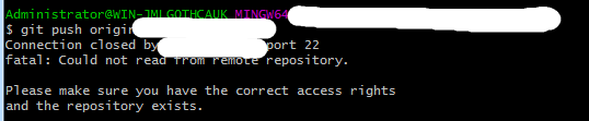 git push Connection closed by remote host git push