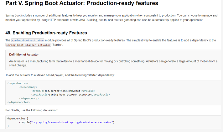 SpringBoot：Actuator 监控管理工程各项信息