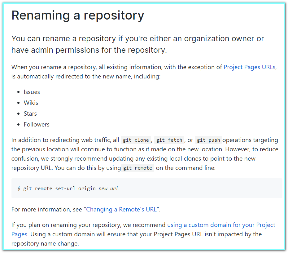 github rename repository