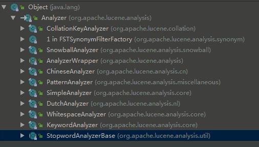 Analyzer 分词器子类我这里先用的标准分词器