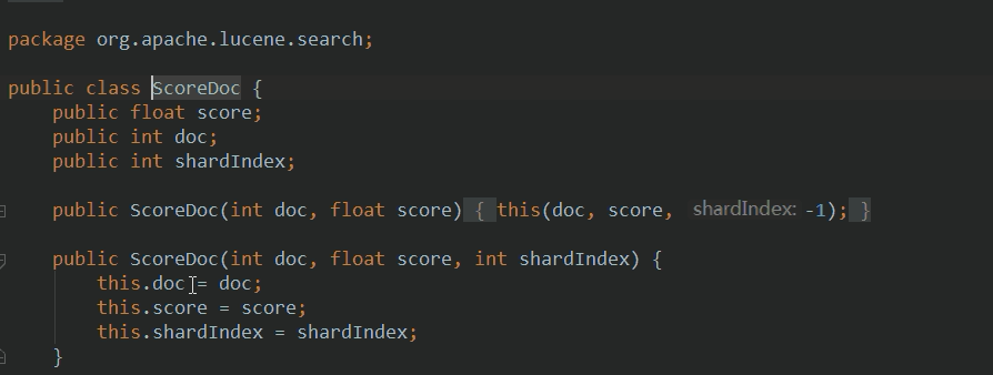 基于上图中的数组元素ScoreDoc类的信息 里面有分数 索引编号