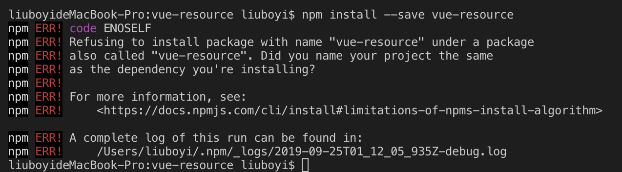 下载vue-resource发生错误