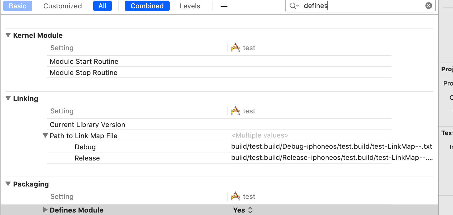 Defines Module 设为YES
