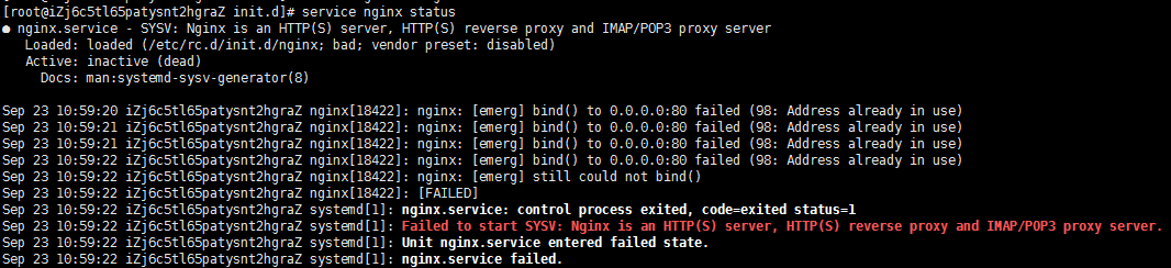 failed to start sysv mysql database server