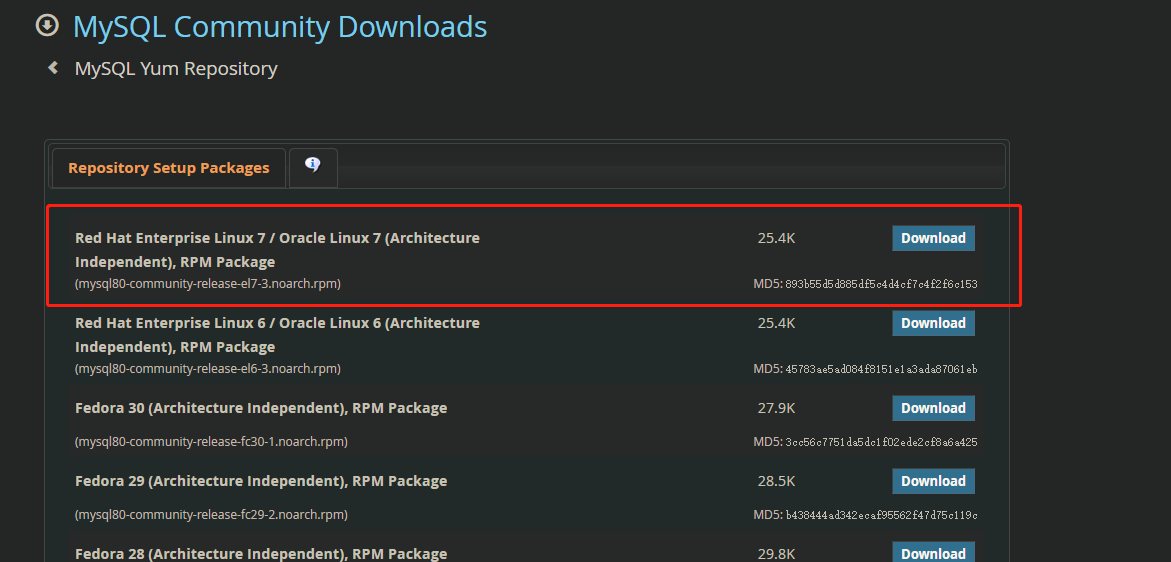 mysql yum 源