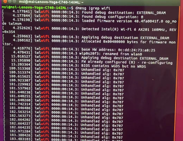 联想 Yoga C740：：关于Ubuntu16.04下无法识别Intel WIFI6 AX201无线网卡的解决方案