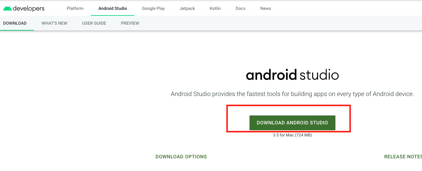 android studio for android ____ for mac