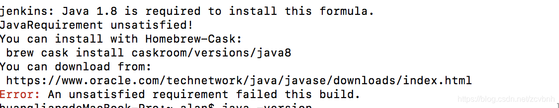 Mac中未安装java8