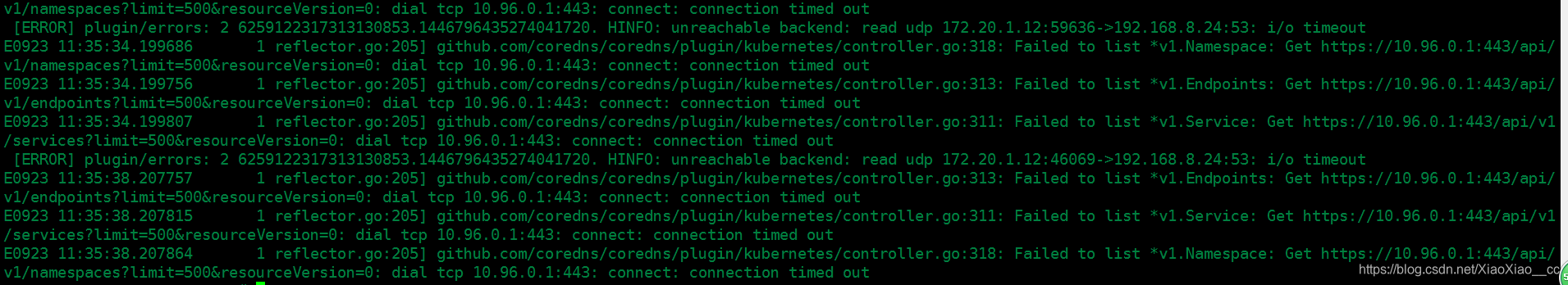 访问apiserver 报错time out