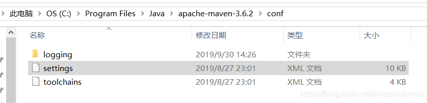 C：\プログラムファイル\のJava \ apacheの-のmaven-3.6.2 \ confに