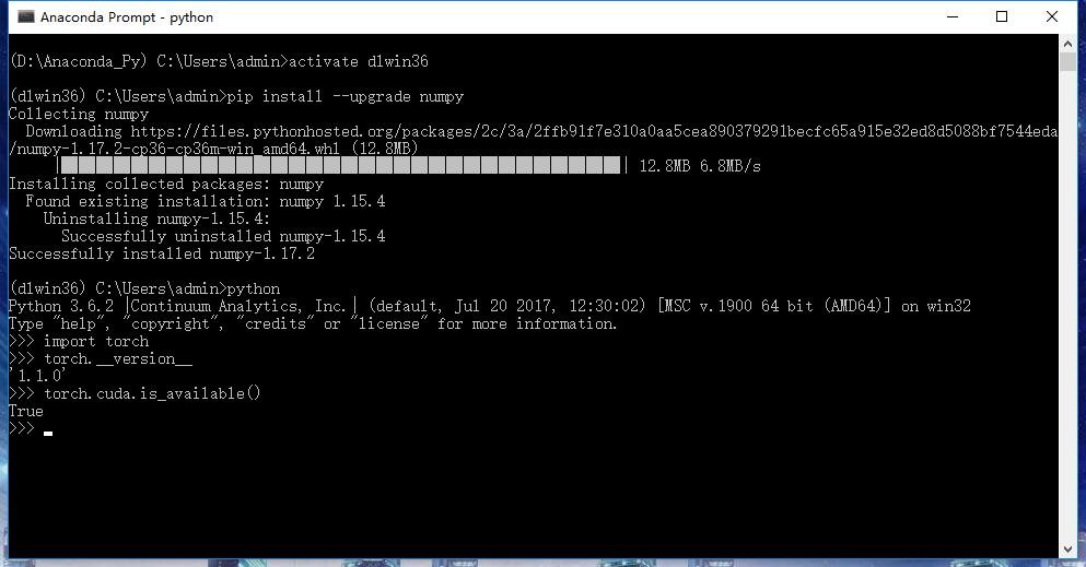 windows系统下pytorch深度学习框架安装与配置