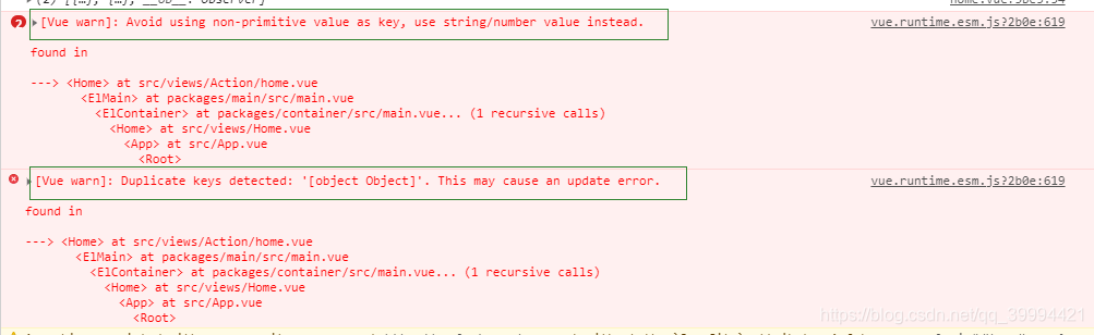 vue渲染列表时报错 [Vue warn]: Avoid using non-primitive value as key, use string/number