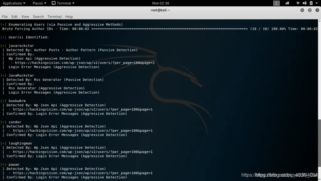 WordPress 网站漏洞扫描 wpscan Kali Linux