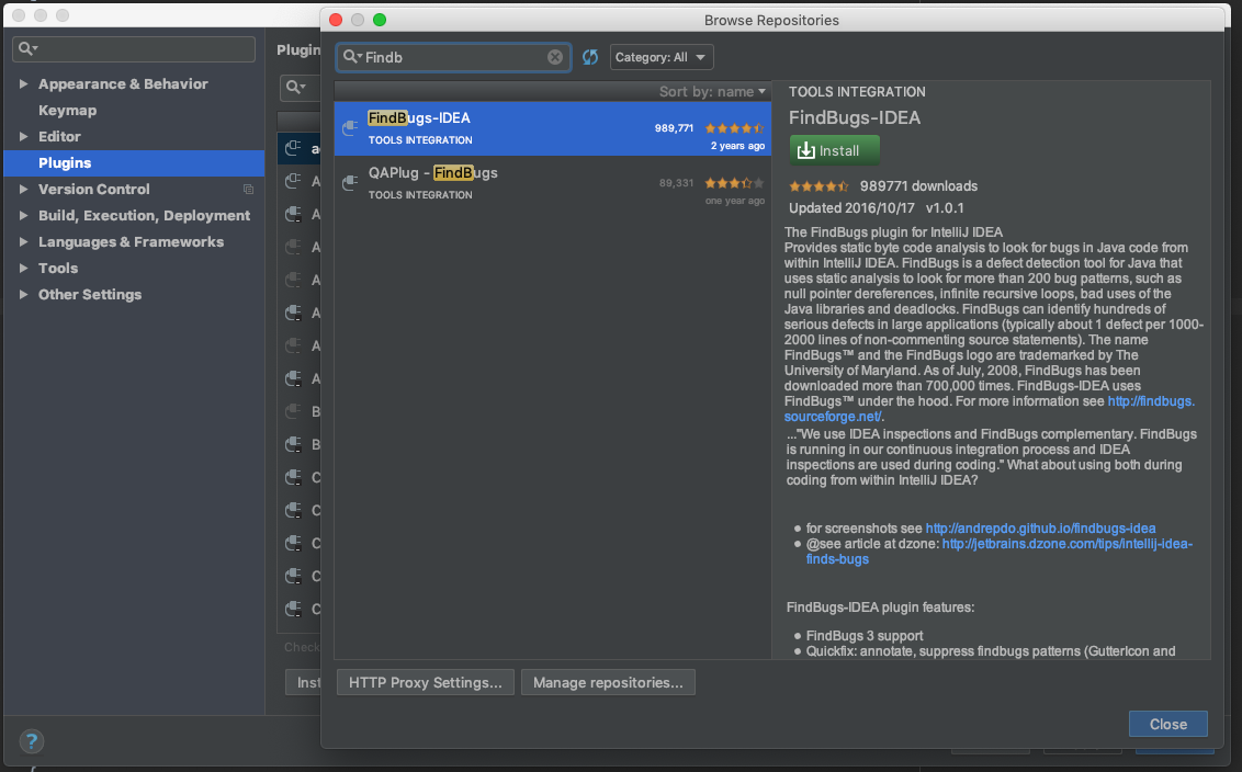 Intellij Idea 安装 FindBugs 插件