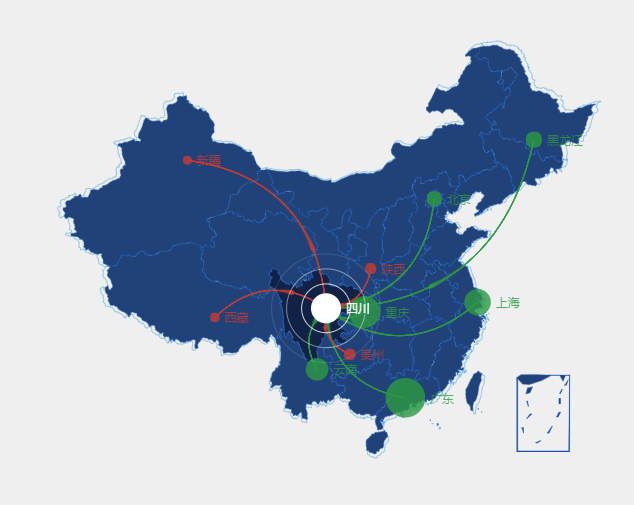 echarts写飞机航线类图形