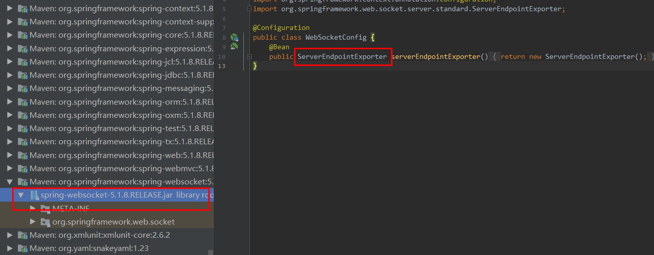 ClassNotFoundException org.springframework.web.socket.server.standard