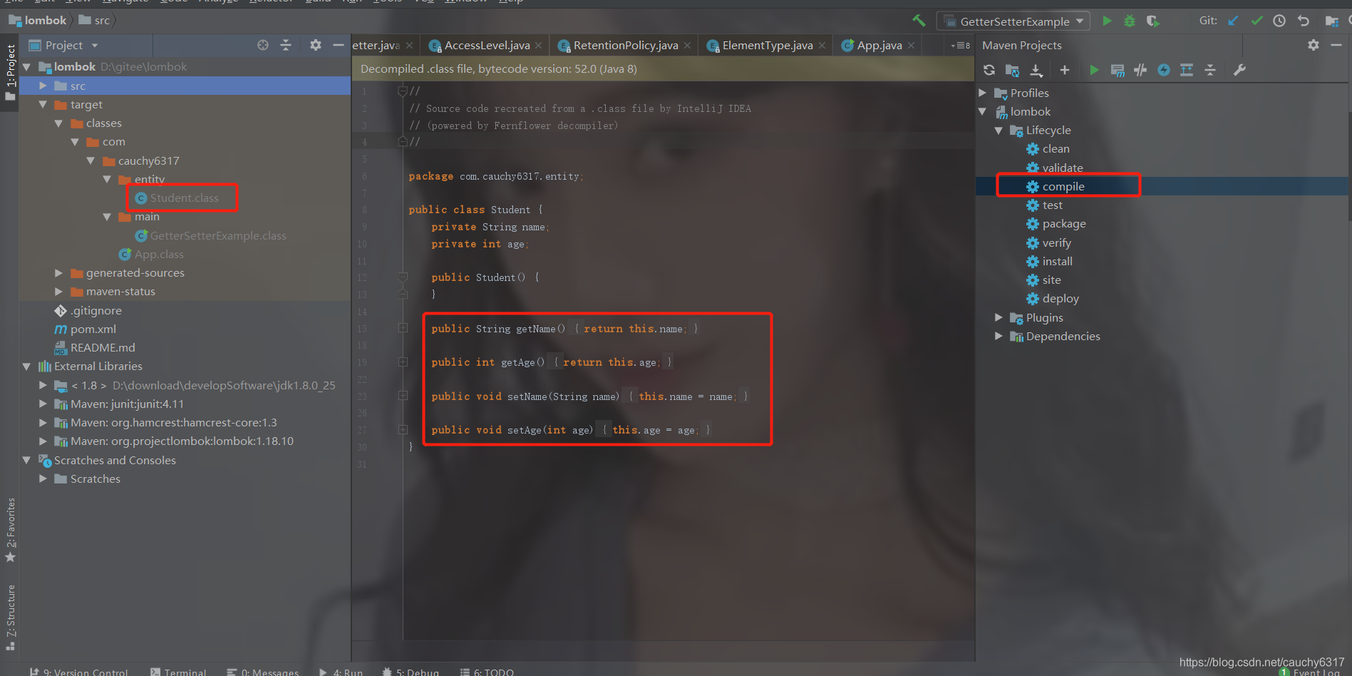 Lombok之@Getter/@Setter使用_@getter @setter-CSDN博客