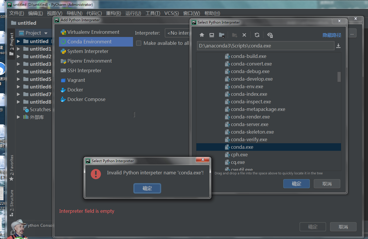 pycharm-new-environment-using-existing-interpreter-virtualenv-e-t-conda