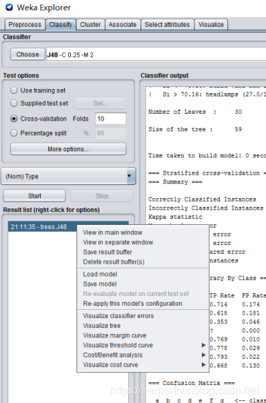 Weka Output Weka之分类器(classifier)的使用_weka userclassifier-CSDN博客