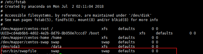 Centos 7.2 swapfile 创建