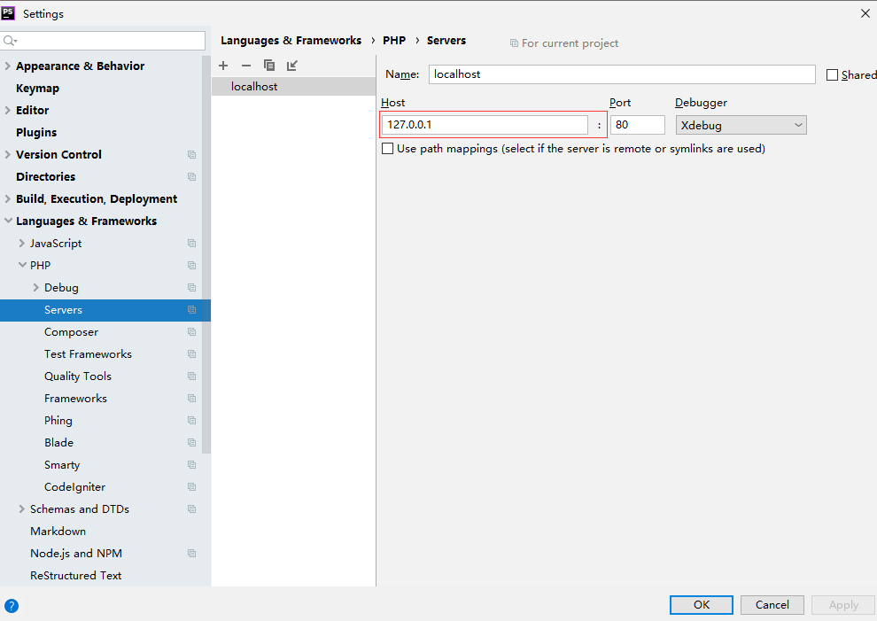 phpstorm xdebug validation script file