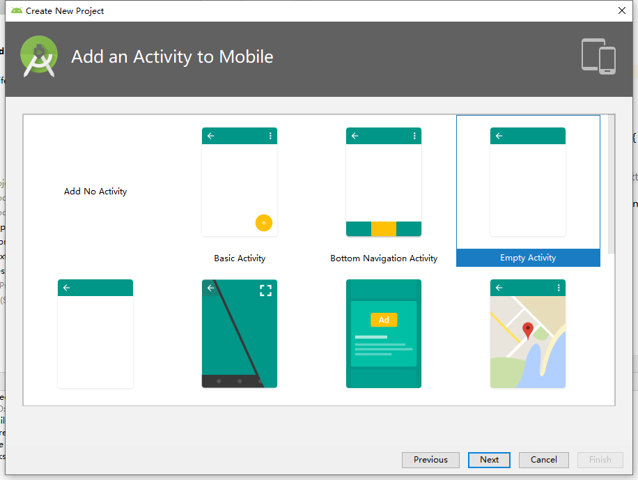 选择Empty Activity
