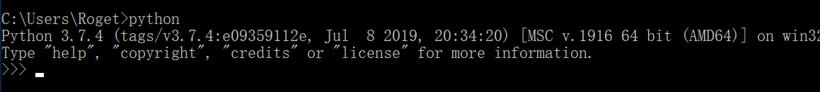 进入python后的界面
