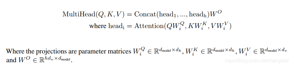 Multi-Head Attention公式