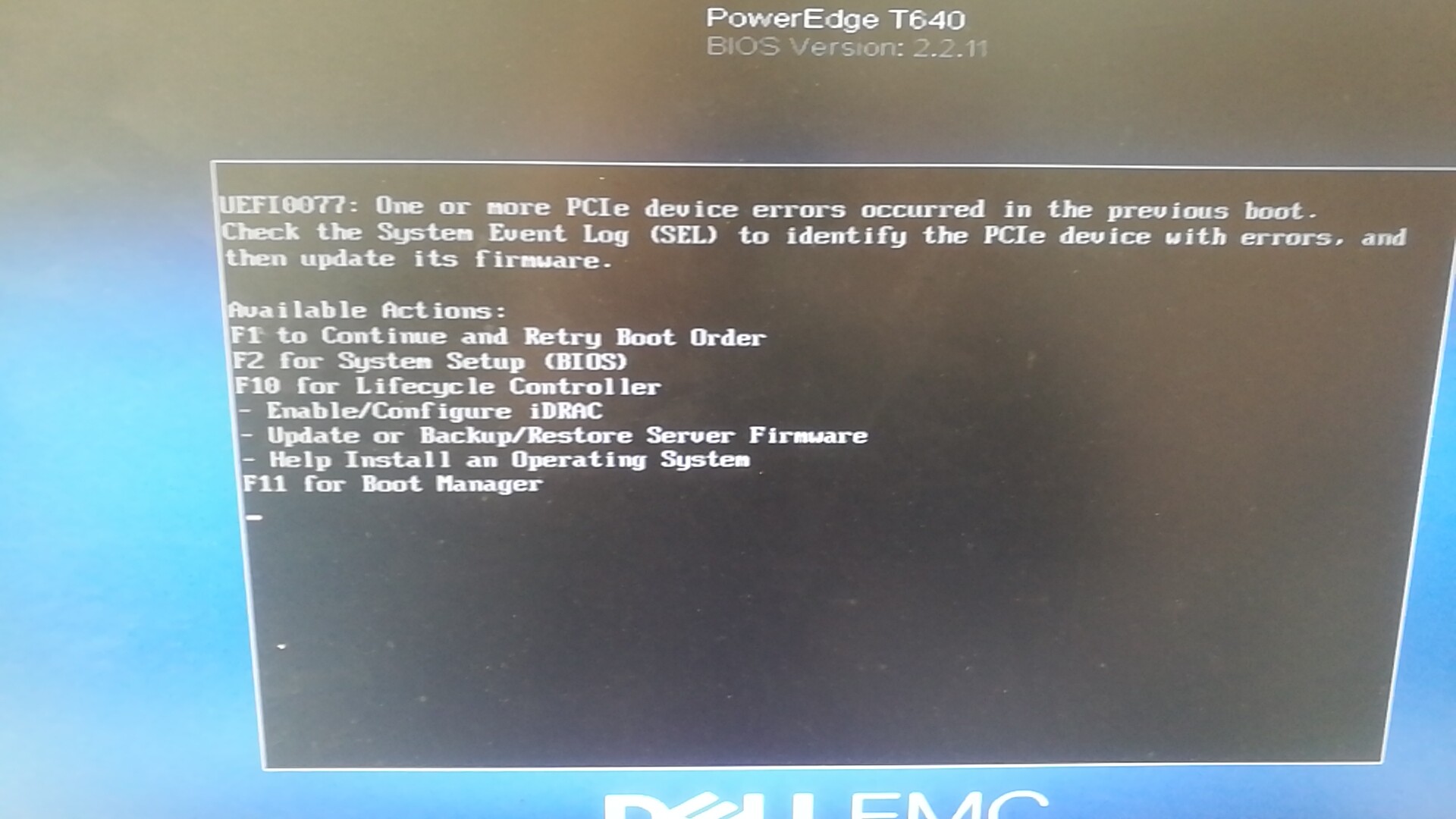 dell服务器开机卡在PCIe device errors页面_uefi0077CSDN博客