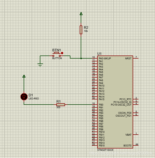 STM32F103C6 IO中断之protues仿真