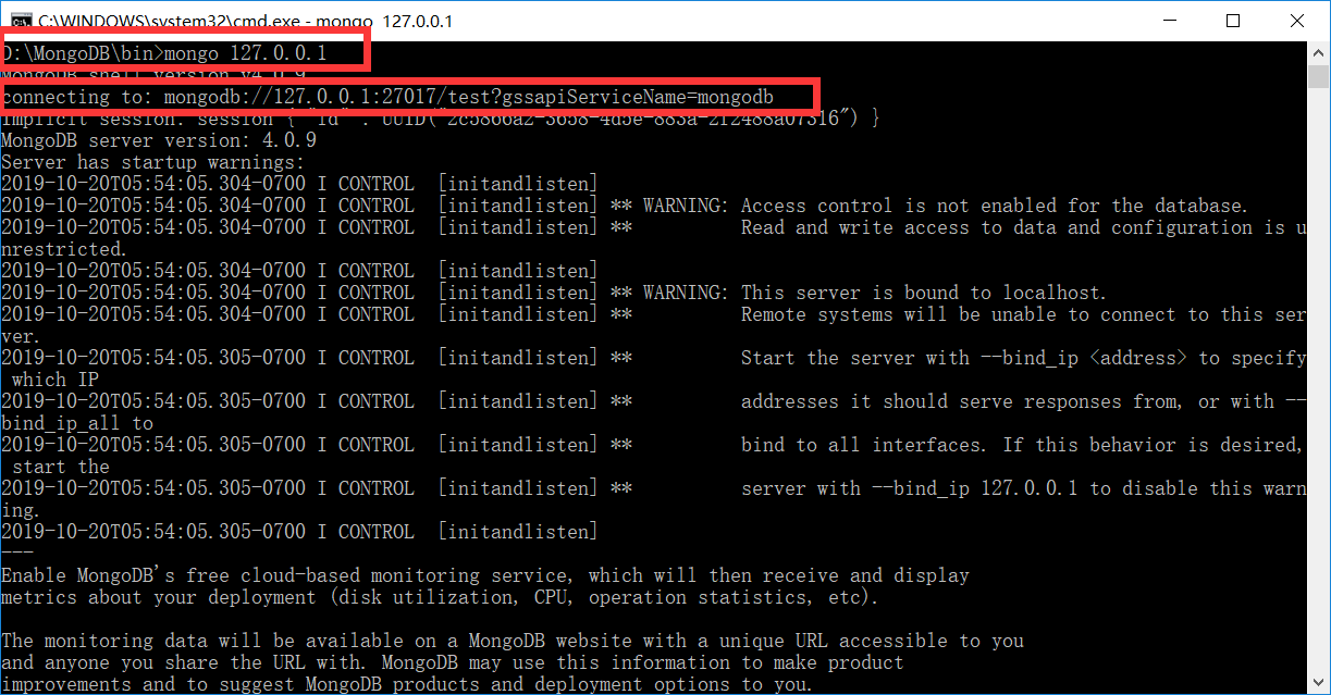cmd启动MongoDB服务