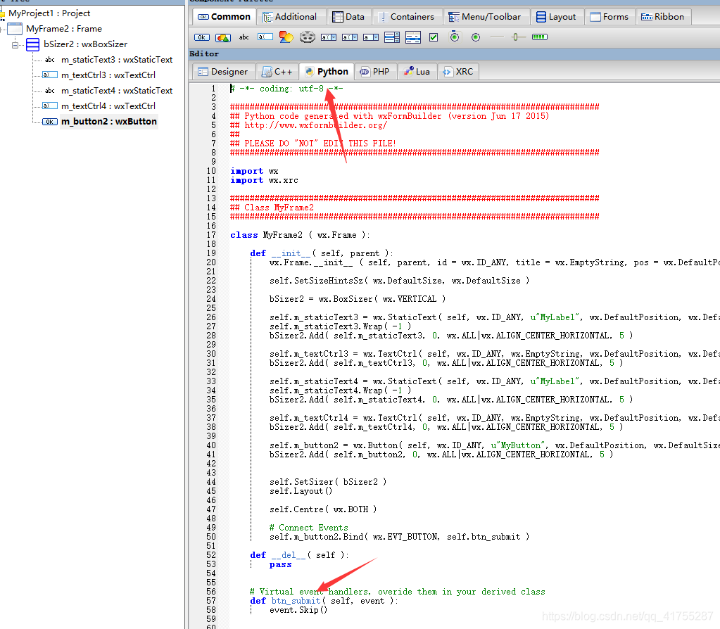 Python界面生成器wxFormBuilder简单使用(wxPython)_wxformbuilder 怎样保存.py文件?-CSDN博客