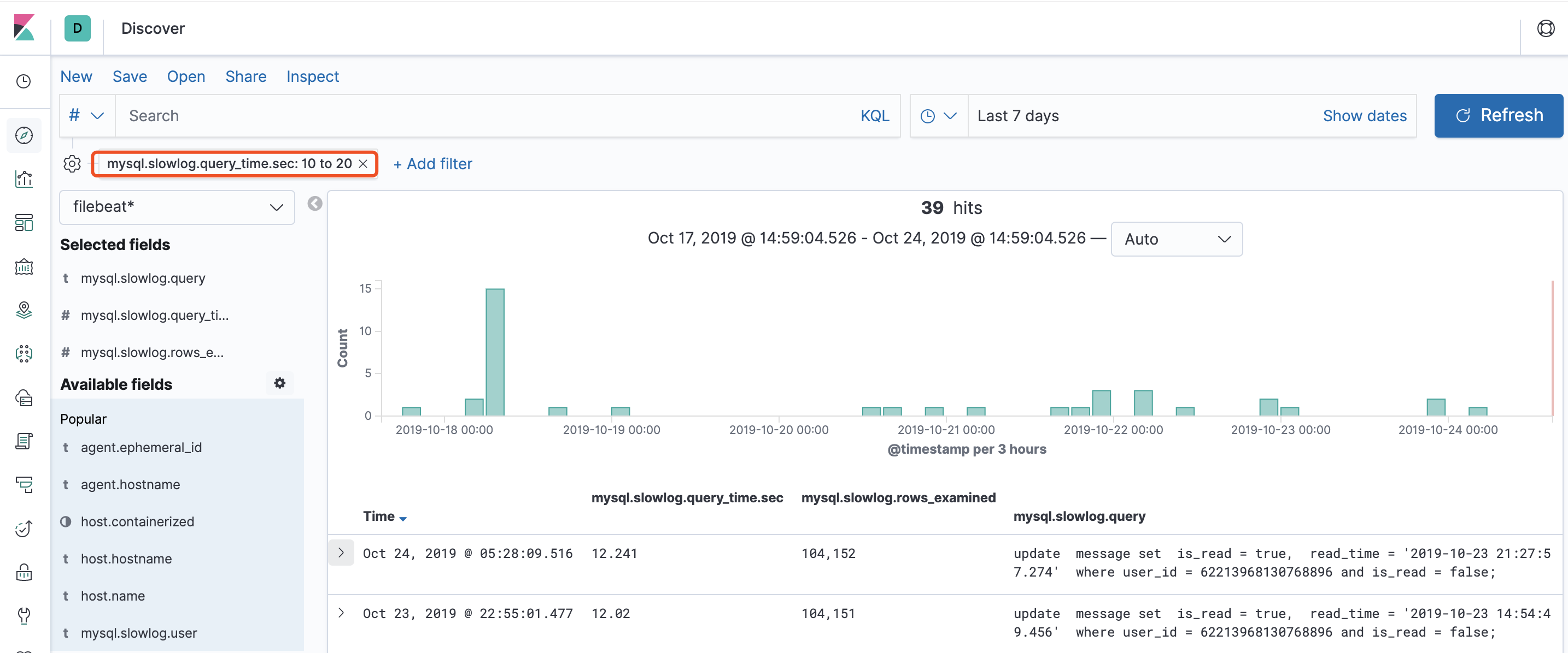 MySQL 慢查询日志导入 Elasticsearch 可视化查询分析