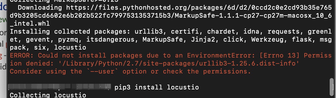 could not install packages due to an EnvironmentError: