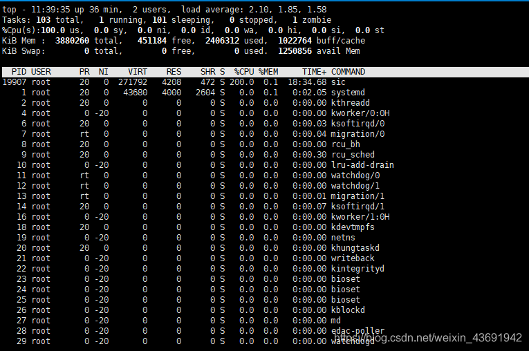 top查看cpu100