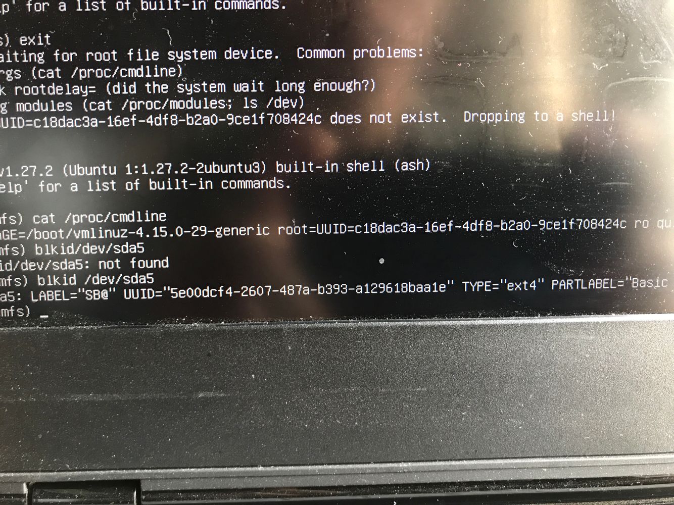 ubuntu开机出现alert dev disk byuuid does not exist的一种解决办法_alert uuid