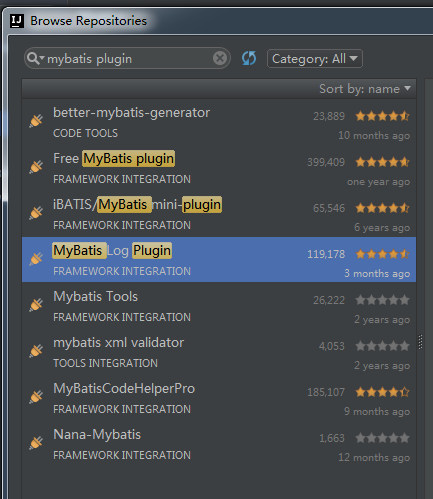 IDEA 中搜索Mybatis log Plugin