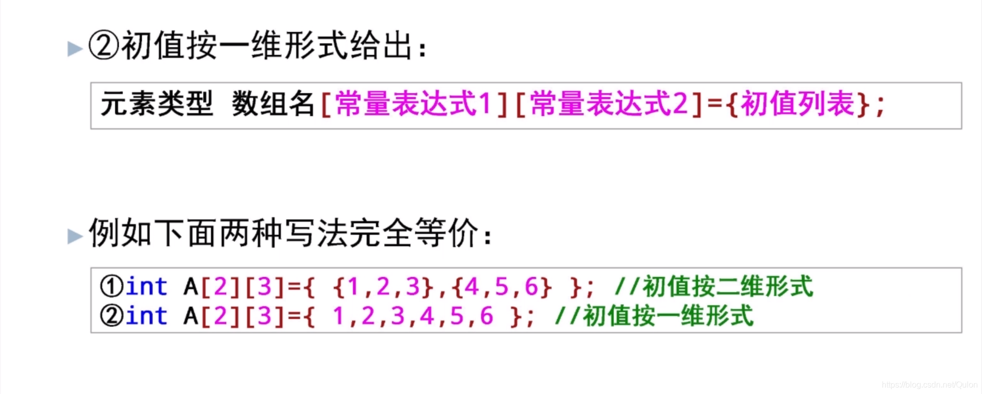 按一维数组初始化