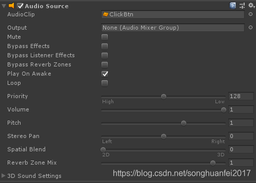 Unity 3D 多媒体 音频_unity audiosource 播放完成-CSDN博客
