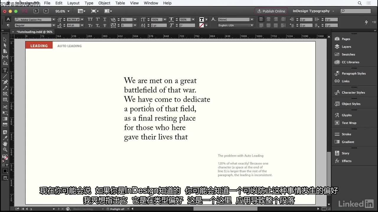 InDesign: Typography Part 1 InDesign字体教程2  Lynda课程中文字幕