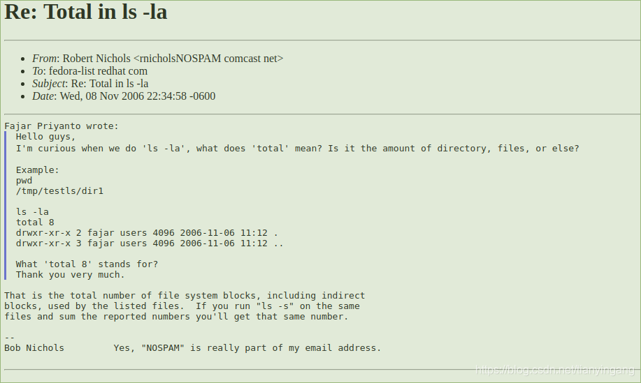 linux 小技巧 ：执行 ls -al 命令后第一行出现的total 是什么意思？