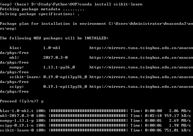 python-anaconda-sklearn-numpy-anaconda-prompt-active-oop